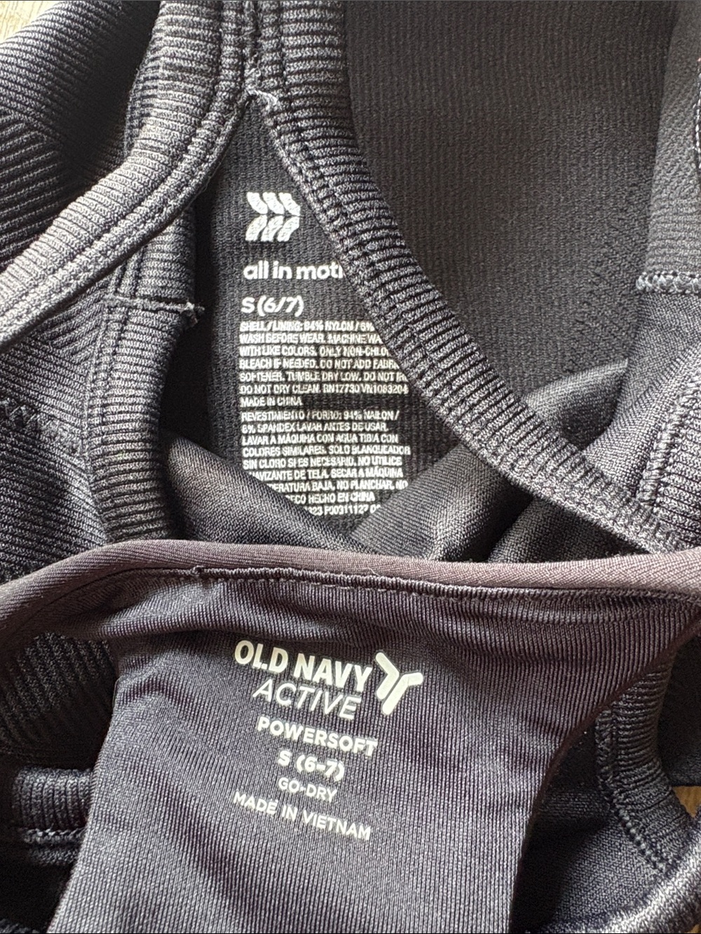 Girls Black Cropped Athletic Tanks Set S(6/7) - Picture 2 of 7